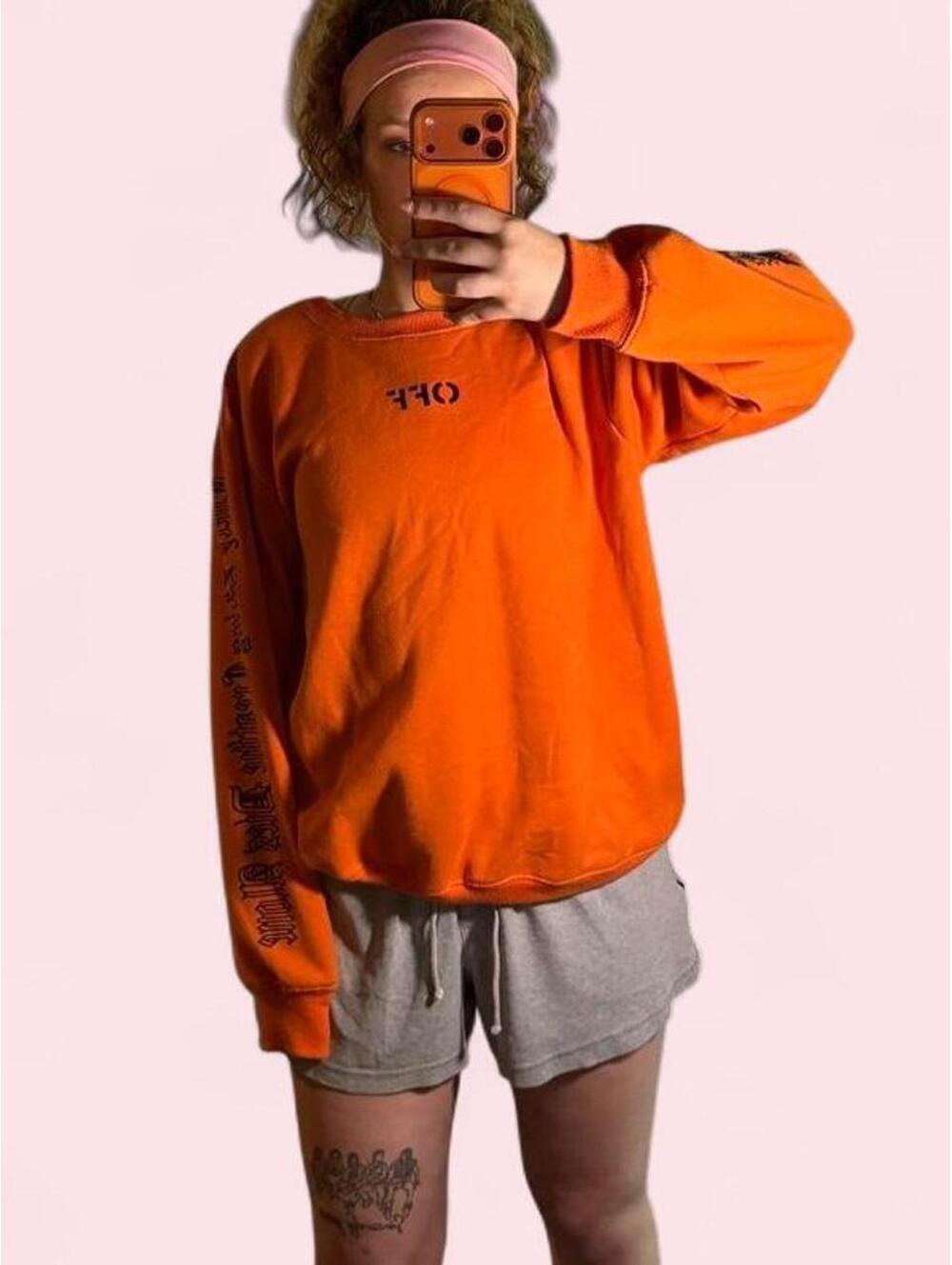 Off-White Orange Graphic Crewneck Sweatshirt